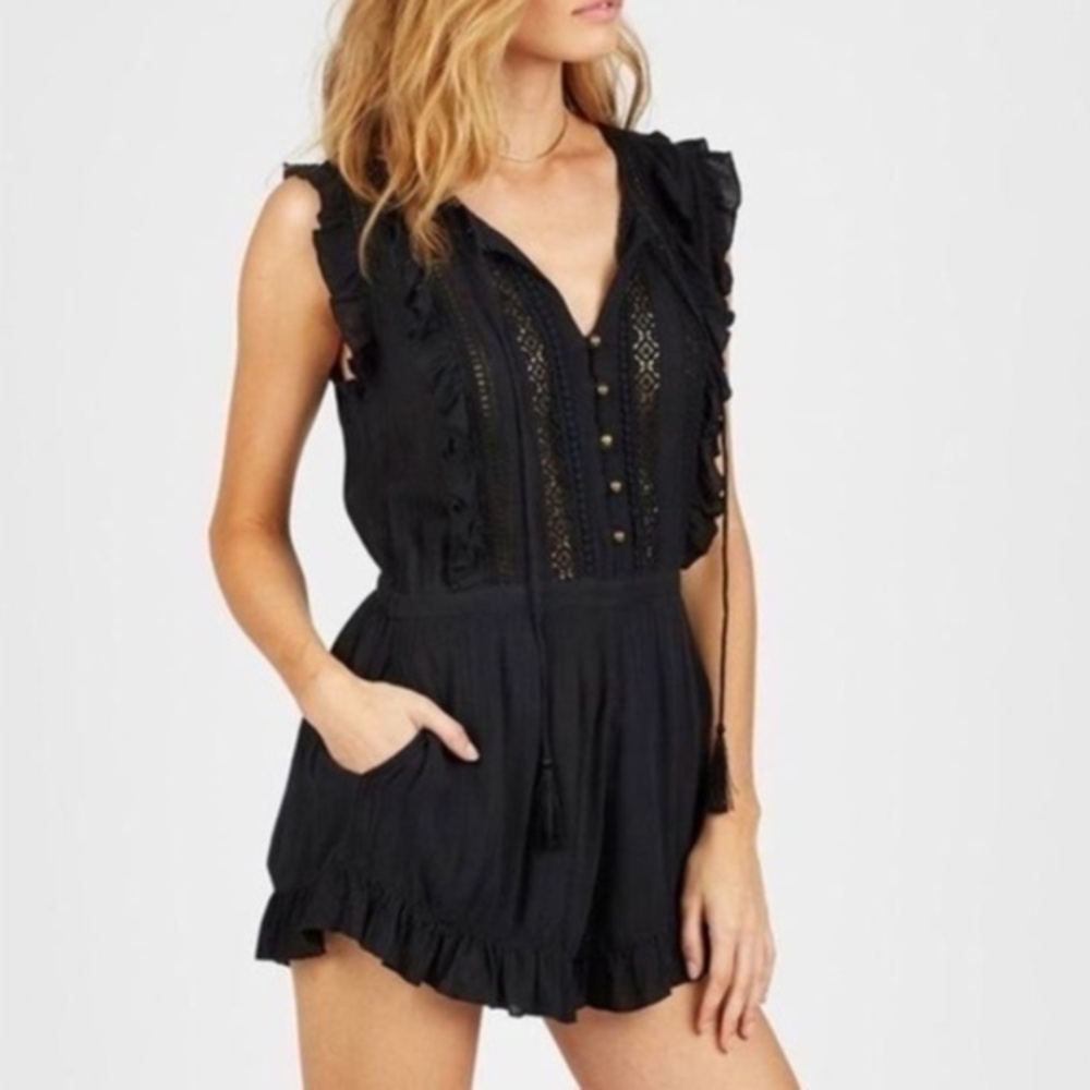 Cleobella Asturias Playsuit Black Ruffled Romper